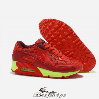 Nike Air Max 90 women Hot Selling Red fluorescent green BSNK111910