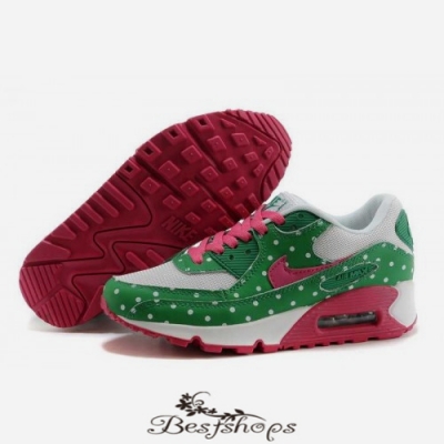 Nike Air Max 90 polka dot Green Pink White Women BSNK788810