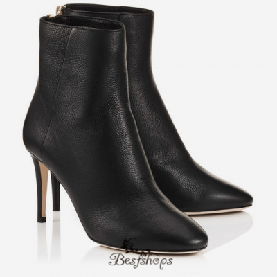 Jimmy Choo Black Grainy Calf Leather Ankle Boots 85mm BSJC5674008