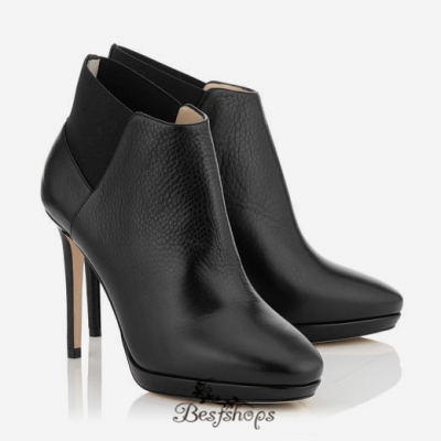 Jimmy Choo Black Leather Ankle Booties 100mm BSJC4784606