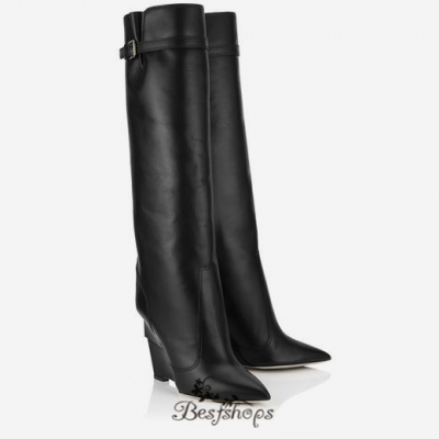 Jimmy Choo Black Shiny Calf Knee High Boots 100mm BSJC9470698