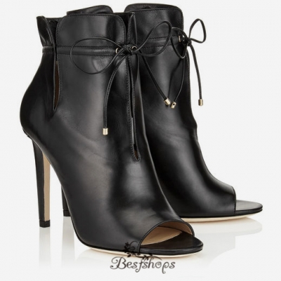 Jimmy Choo Black Soft Leather Ankle Booties 100mm BSJC2234587