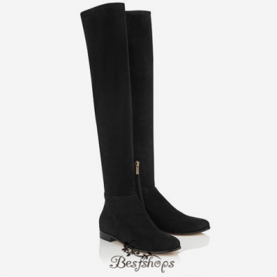 Jimmy Choo Black Stretch Suede and Suede Over the Knee Boots BSJC7075611