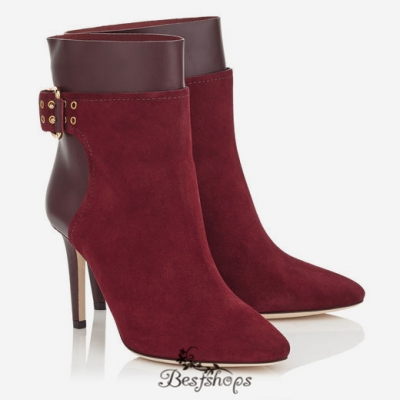 Jimmy Choo Bordeaux Suede and Calf Ankle Boots 85mm BSJC2881698