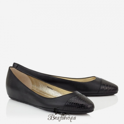 Jimmy Choo Black Nappa with Black Elaphe Ballet Flats BSJC7400728