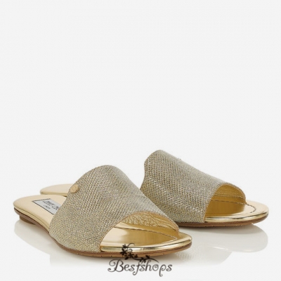 Jimmy Choo Gold Lamé Glitter Slides BSJC7416928