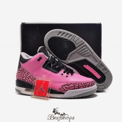Women Air Jordan 3 Pink Black Grey BSJD399402