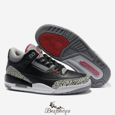 Women Air Jordans 3 Cement Grey Black Red BSJD395500
