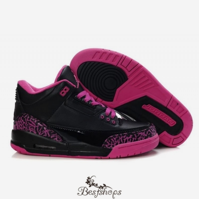 Women Air Jordans 3 Black Peach BSJD942298