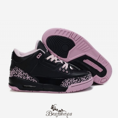 Women Air Jordans 3 Black Pink BSJD499411