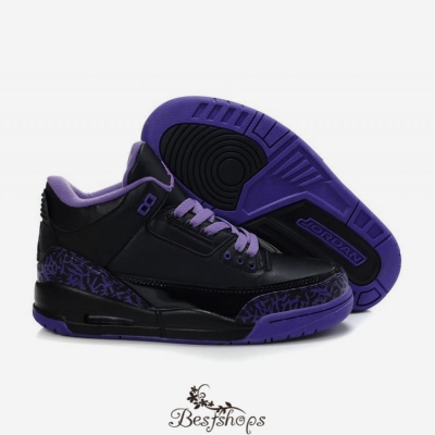 Women Air Jordan 3 Black Purple BSJD8406613