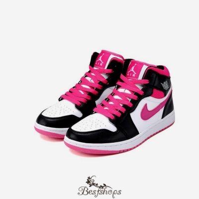 Women Air Jordan 1 High White Black Pink BSJD3448529