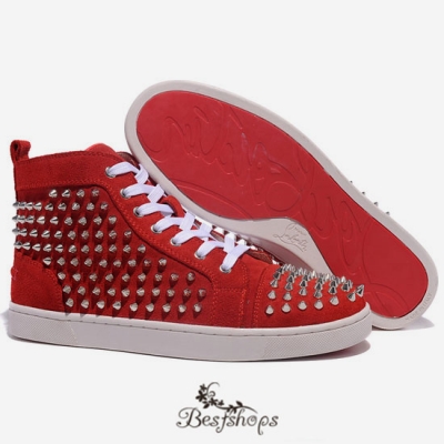 Mens  Louis Spikes High Top Sneakers Red BSCL4811662